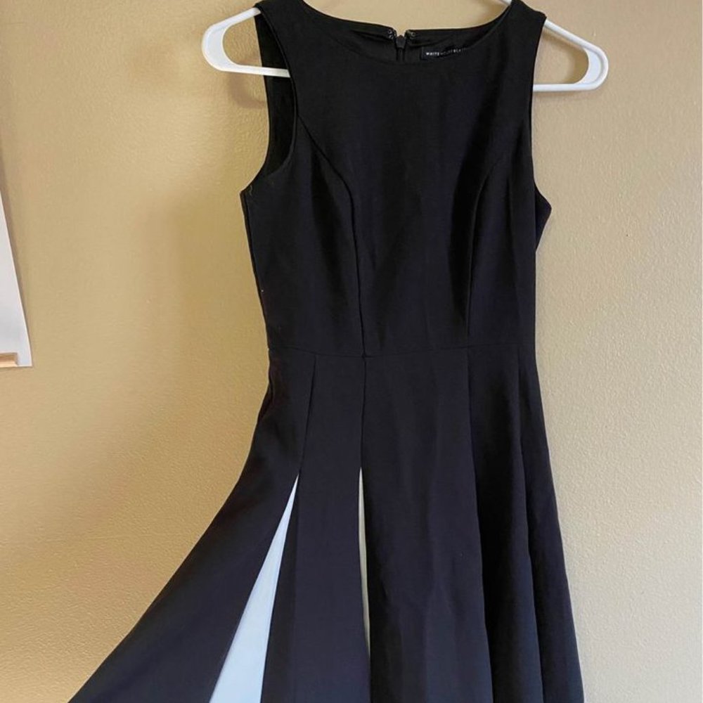 White House Black Market black dress white skirt